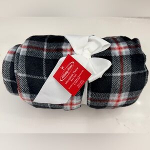 Holiday Home Black Red Plaid Microplush Throw NWT